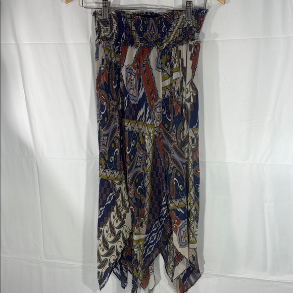 CARA CARA Bohemian Multicolor Silk Handkerchief Hem Skirt S - Picture 6 of 11